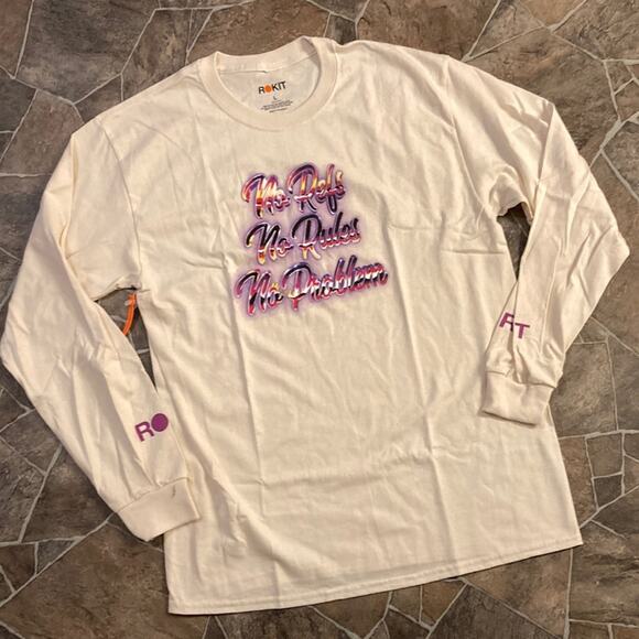 NWT Rokit No Problem Long Sleeve Tee in Cream Sz Large - Picture 4 of 13